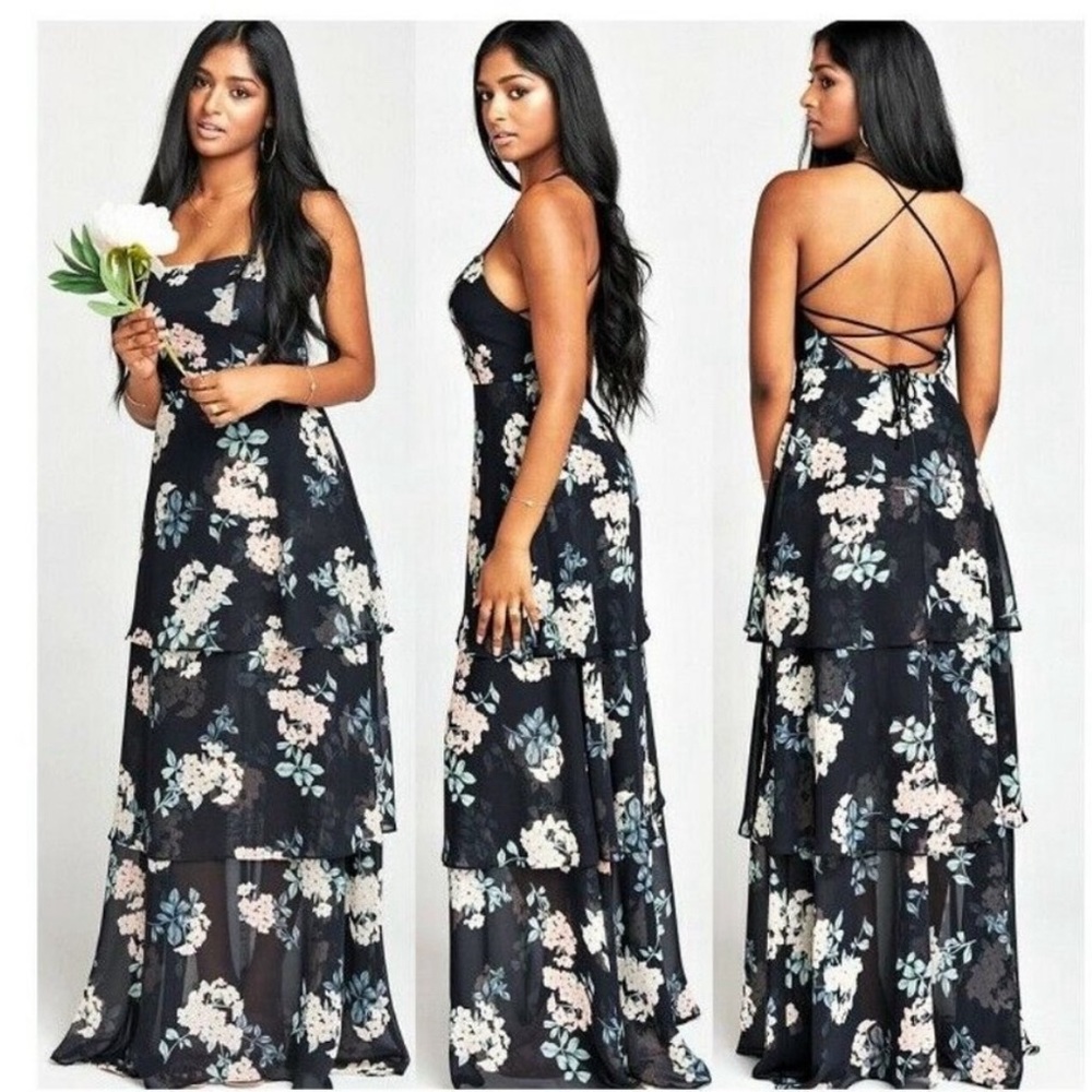 Show Me Your Mumu Calypso Strappy Tiered Maxi Dress Chiffon Size XL $216